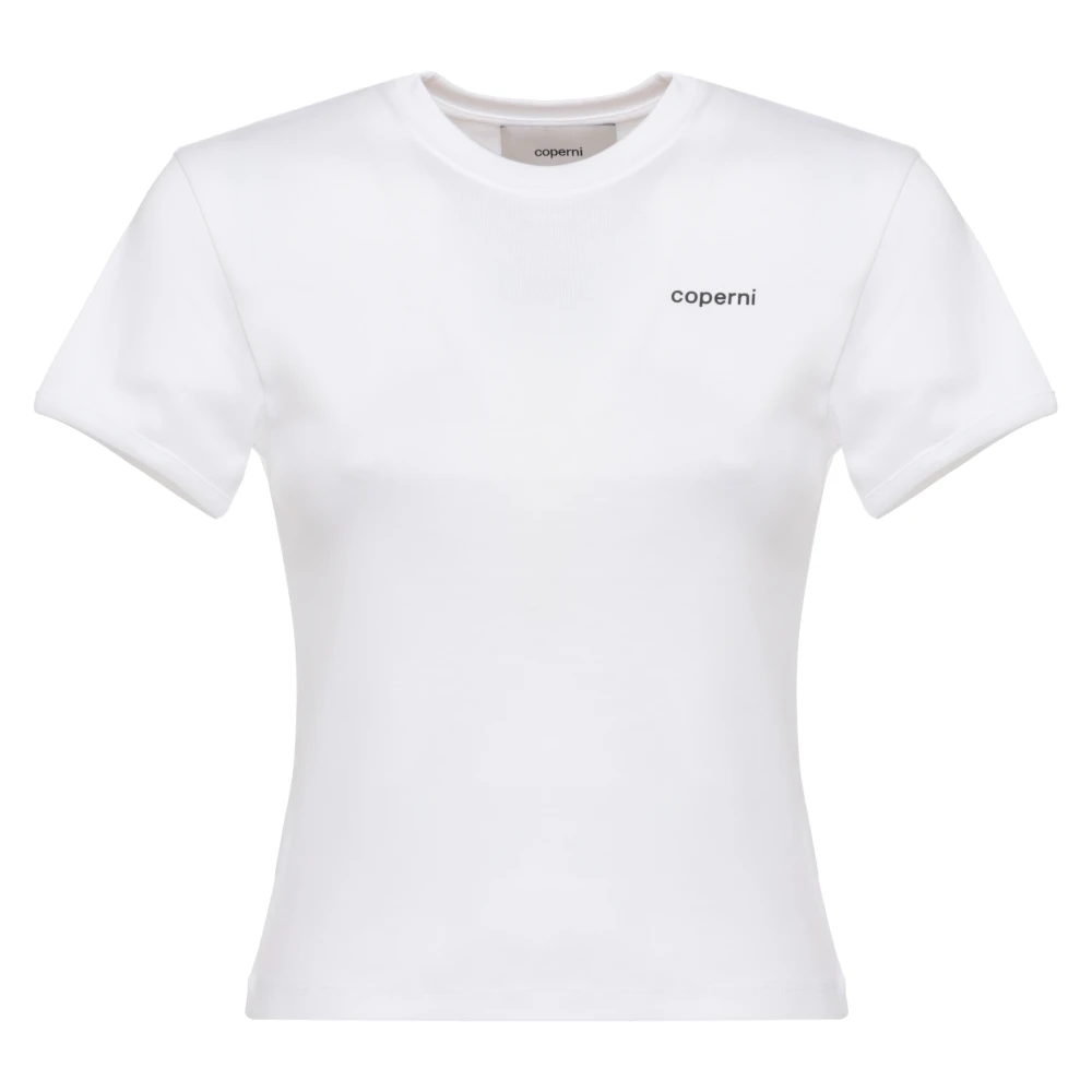 Coperni , T-Shirts, Female, White, L, Logo-Print Crew-Neck T-Shirt