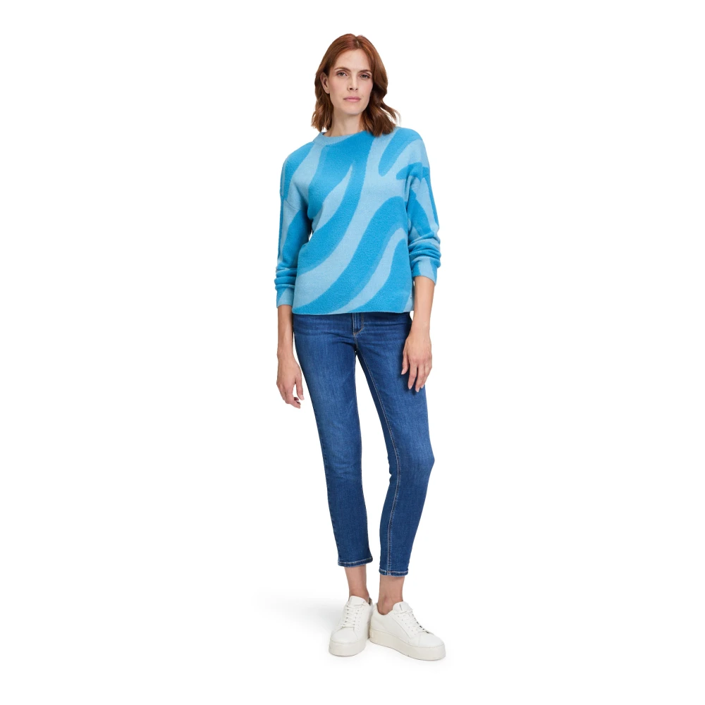 Betty & Co Gebreide trui met jacquard Blue Dames
