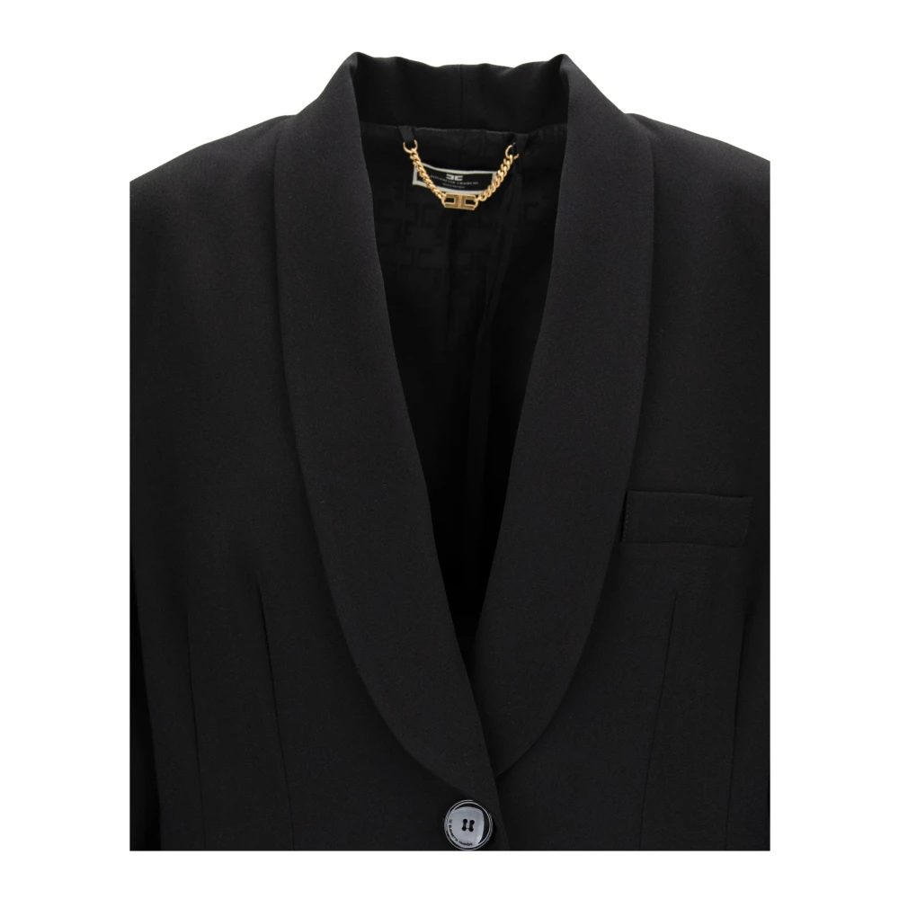 Elisabetta Franchi Diepe V-hals Geknoopte Blazer Black Dames