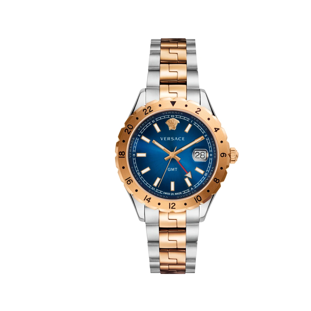 Versace V11060017 Hellenyium GMT blue silver rose gold Steel Men's Watch NEW - Image 2