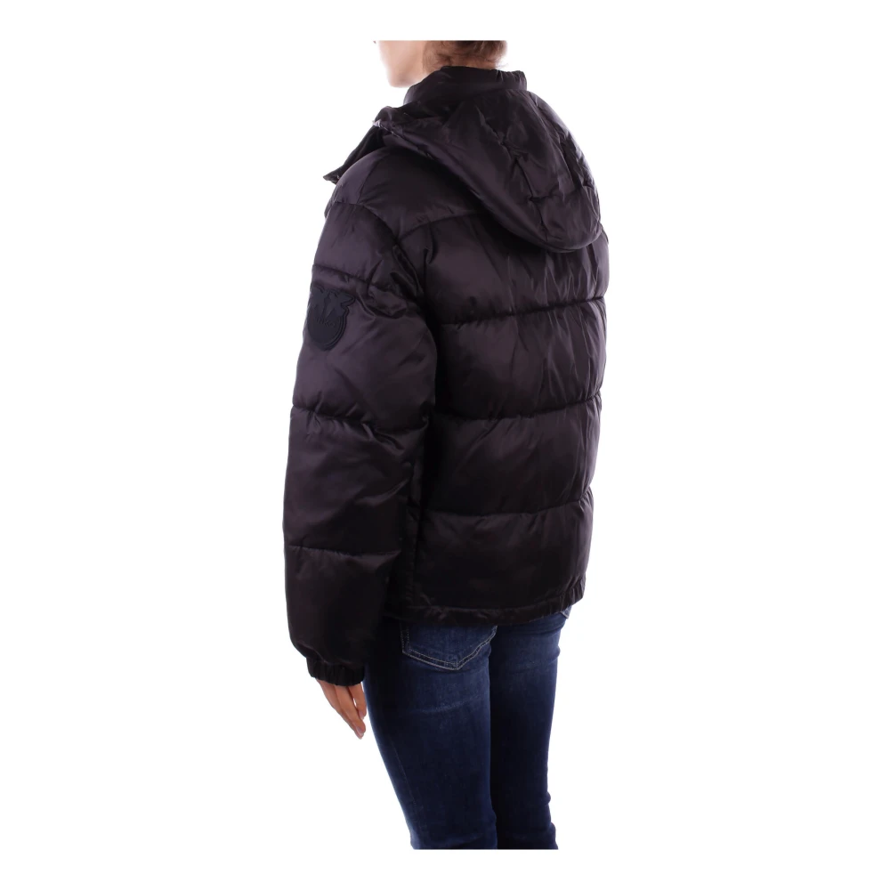 pinko Zwarte jas met afneembare capuchon Black Dames
