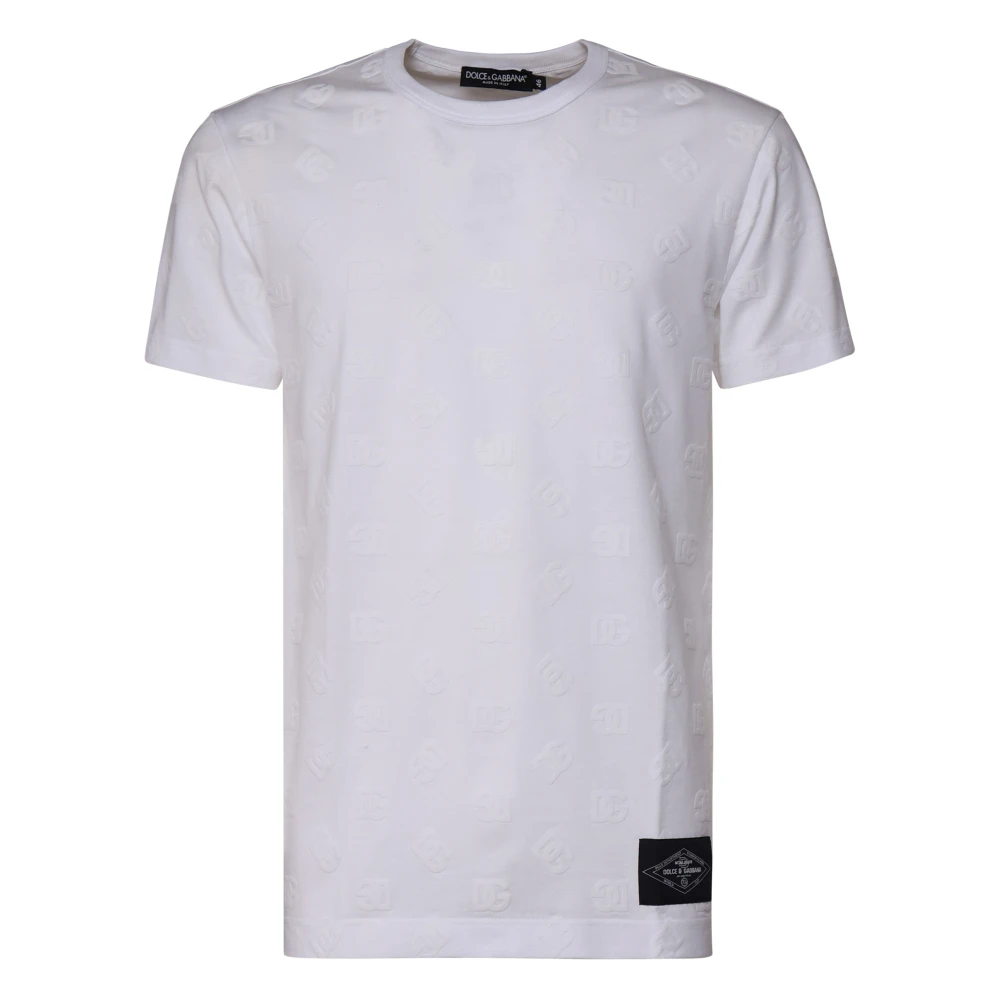 Dolce & Gabbana Italiaans Katoenen T-shirt Ronde Kraag Wit White Heren