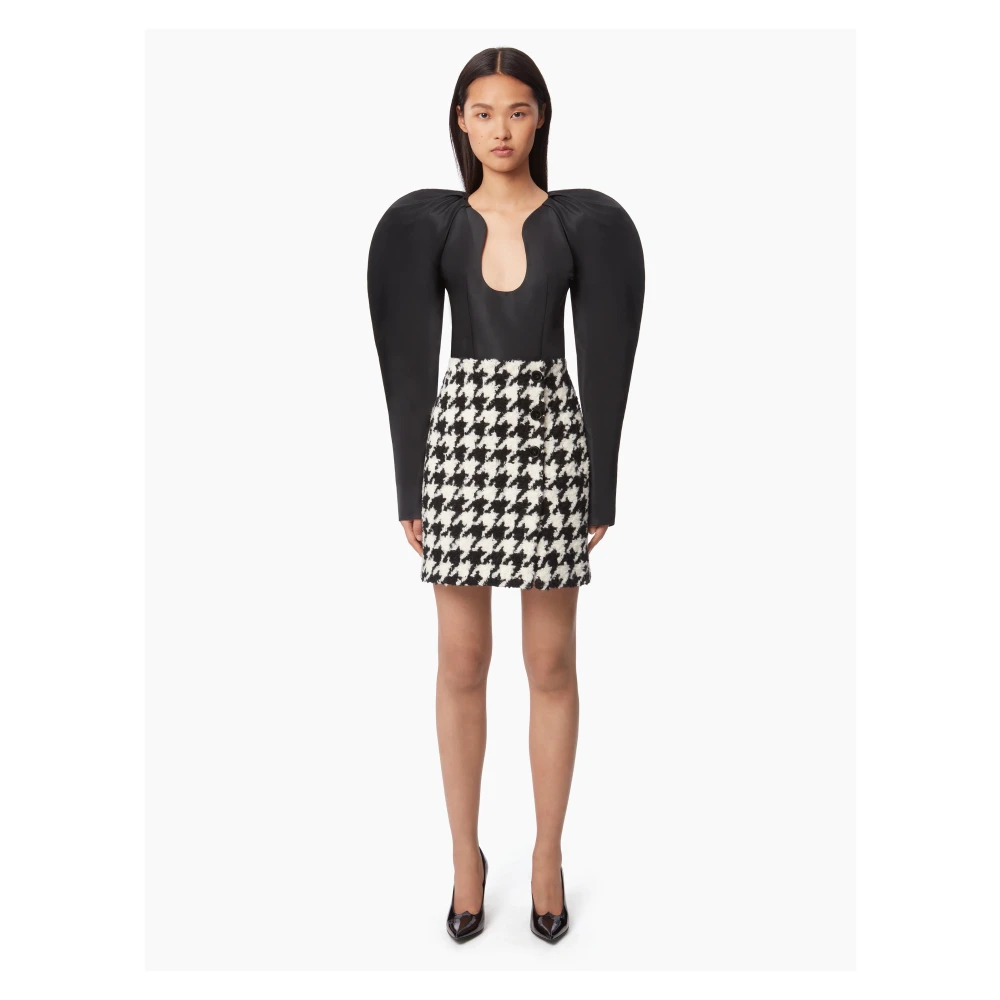 Nina Ricci Zwarte Taffeta Top met Cocoon Mouwen Black Dames