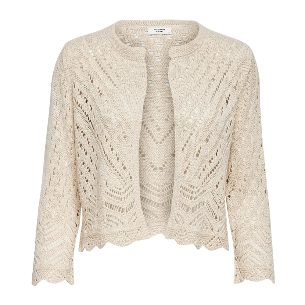 Jacqueline De Yong Women's White Jdysun Cropped Cardigan - Cardigans - Xs - Knitwear