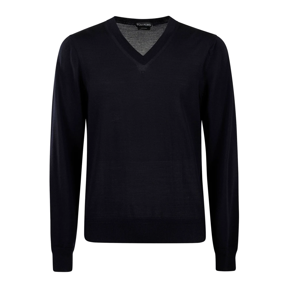 Tom Ford V-hals Gebreide Trui Blue Heren