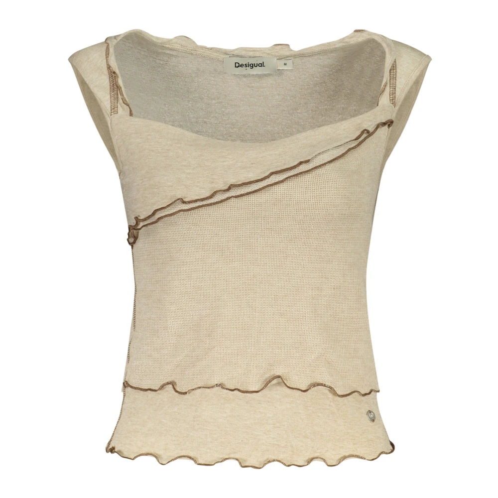 Desigual Vrouw Beige Tops Dames, M, Vilna Tank Top