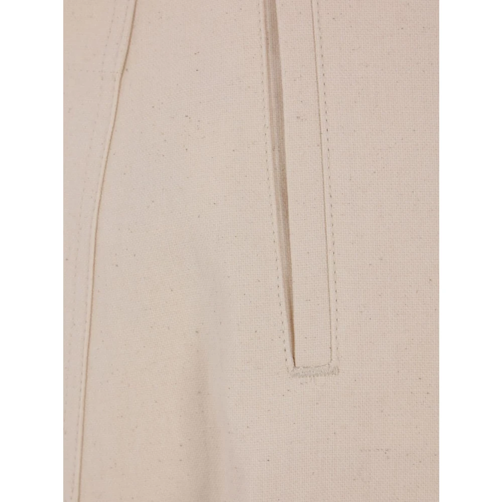 Plan C Witte Oversize Katoenen Canvas Broek Pink Dames