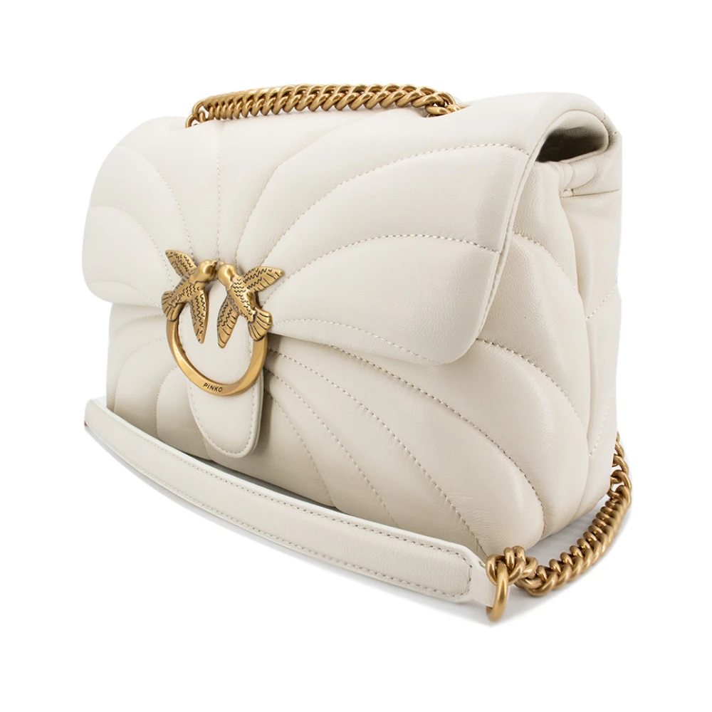 pinko Gewatteerde Leren Love Tas White Dames