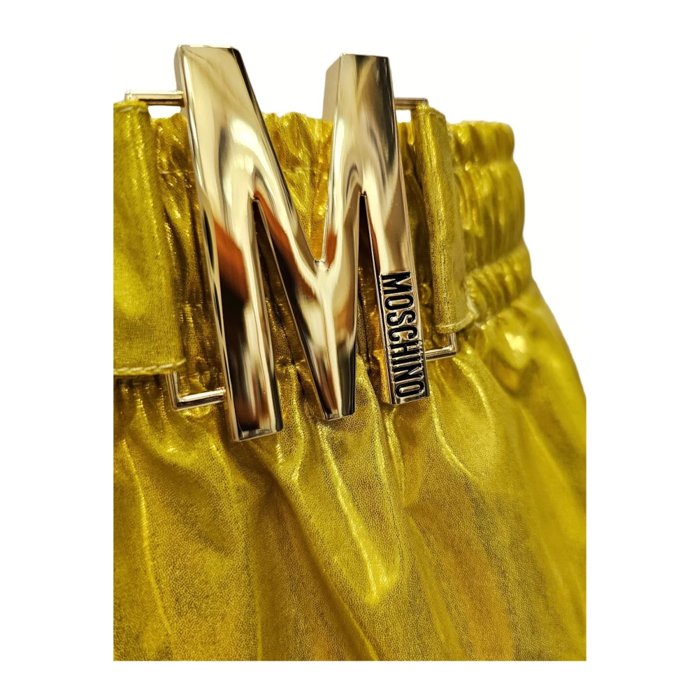 Moschino Metallic Logo Shorts Yellow Heren