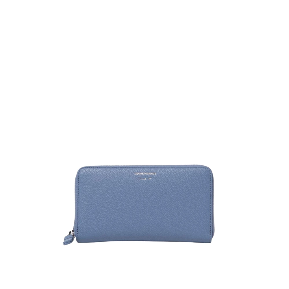 Emporio Armani Women's Blue Wallets & Cardholders, One Size, Leather Zip Around Wallet