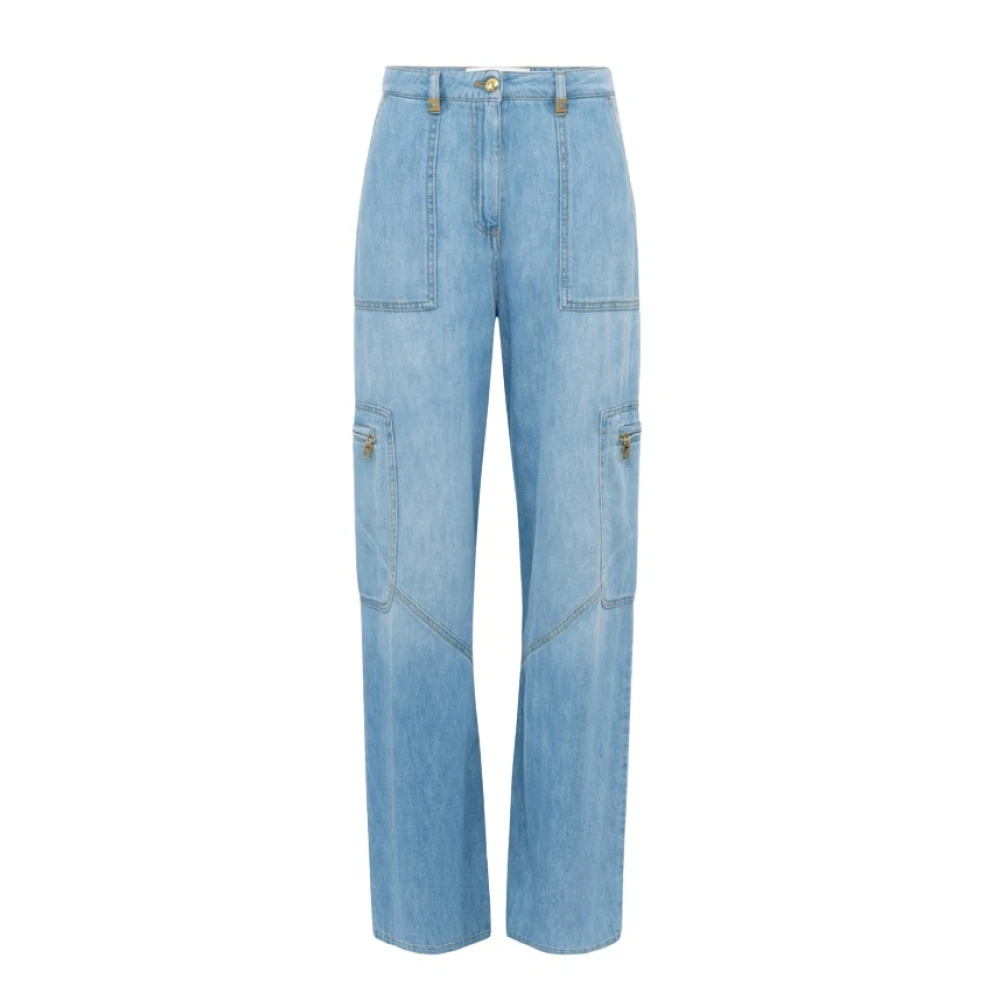 Elisabetta Franchi Heldere Blauwe Cargo Denim Broek Blue Dames