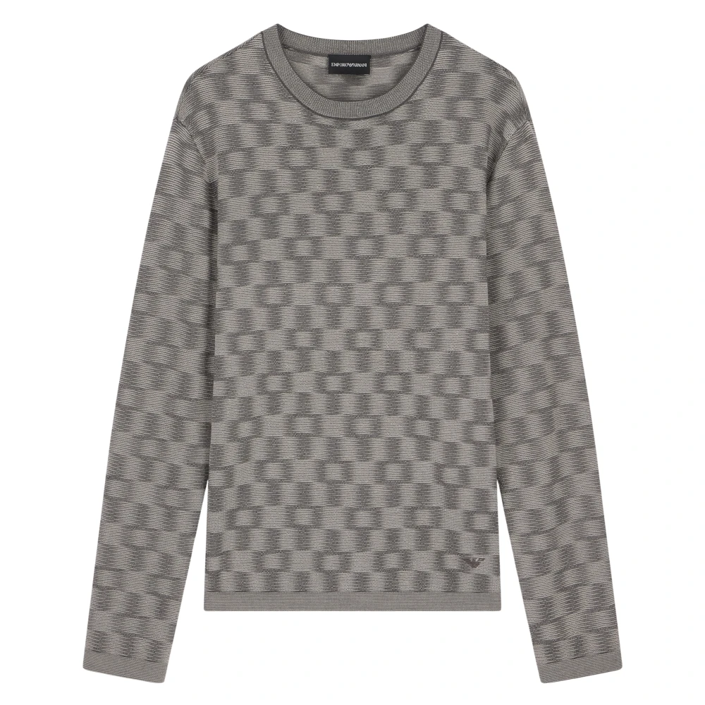 Emporio Armani , Round-Neck Knitwear, Male, Gray, S, Jumpers