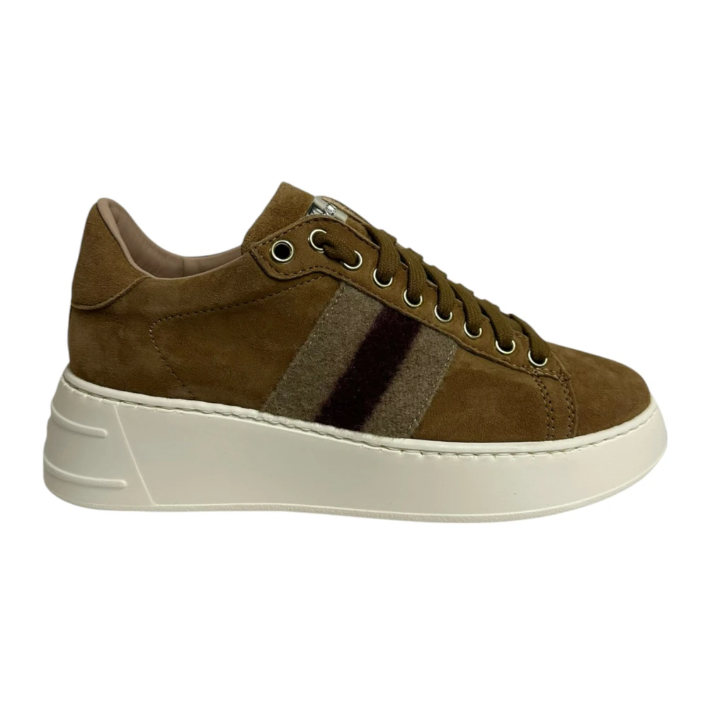 Stokton Beige en Bordeaux Suède Sneakers Brown Dames