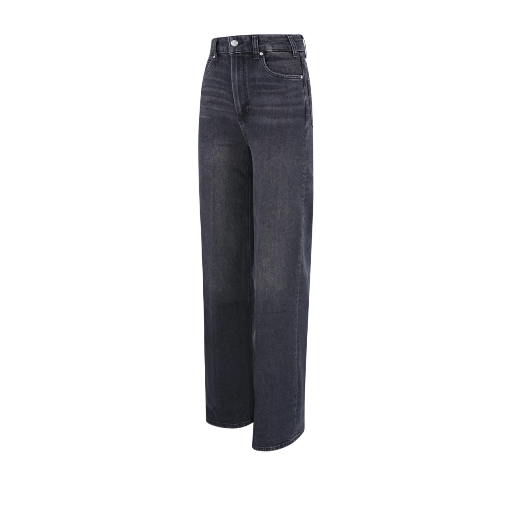 Paige Zwarte Distress Straight Jeans Black Dames