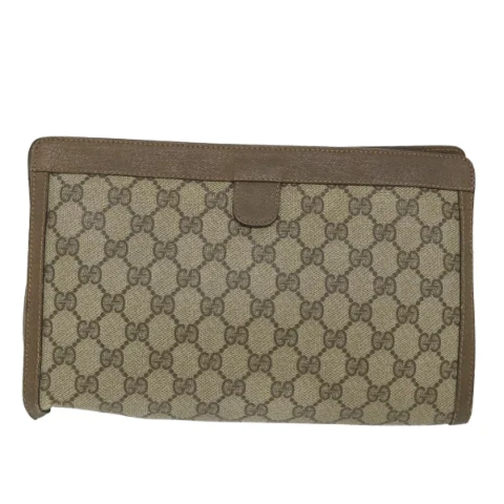 Gucci Vintage Pre-owned Canvas clutches Beige Dames