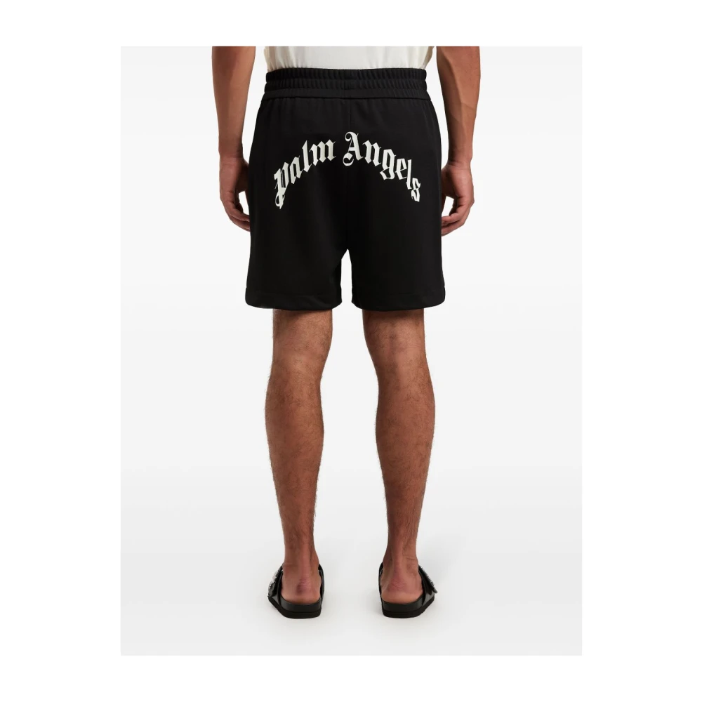Palm Angels Zwarte shorts met elastische tailleband Black Heren