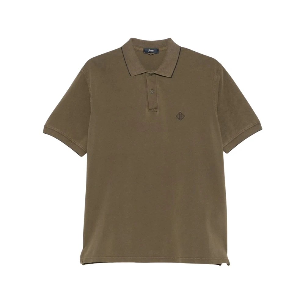 Herno Men's Green Polo Shirts, Xl, Polo With Embroidered Logo