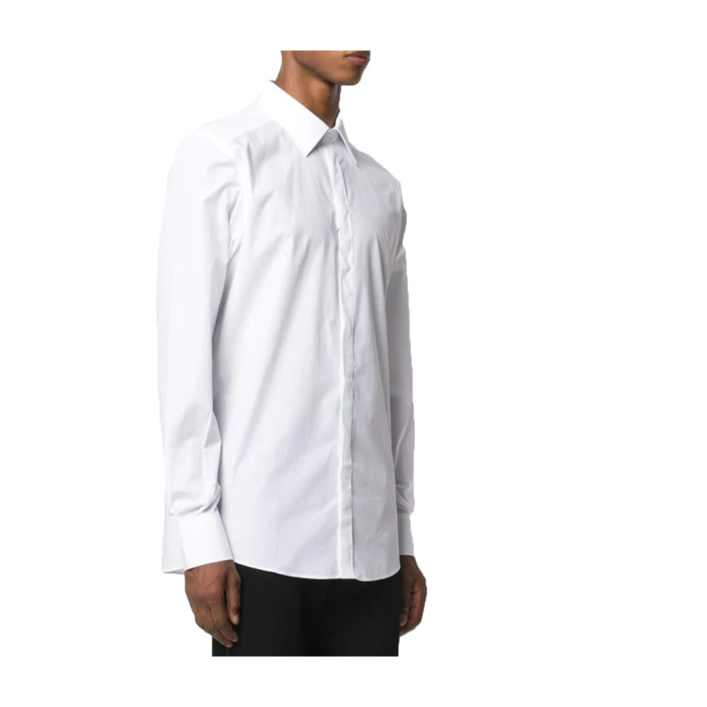 Dolce & Gabbana Verrijk je formele garderobe met een katoenen overhemd met lange mouwen White Heren