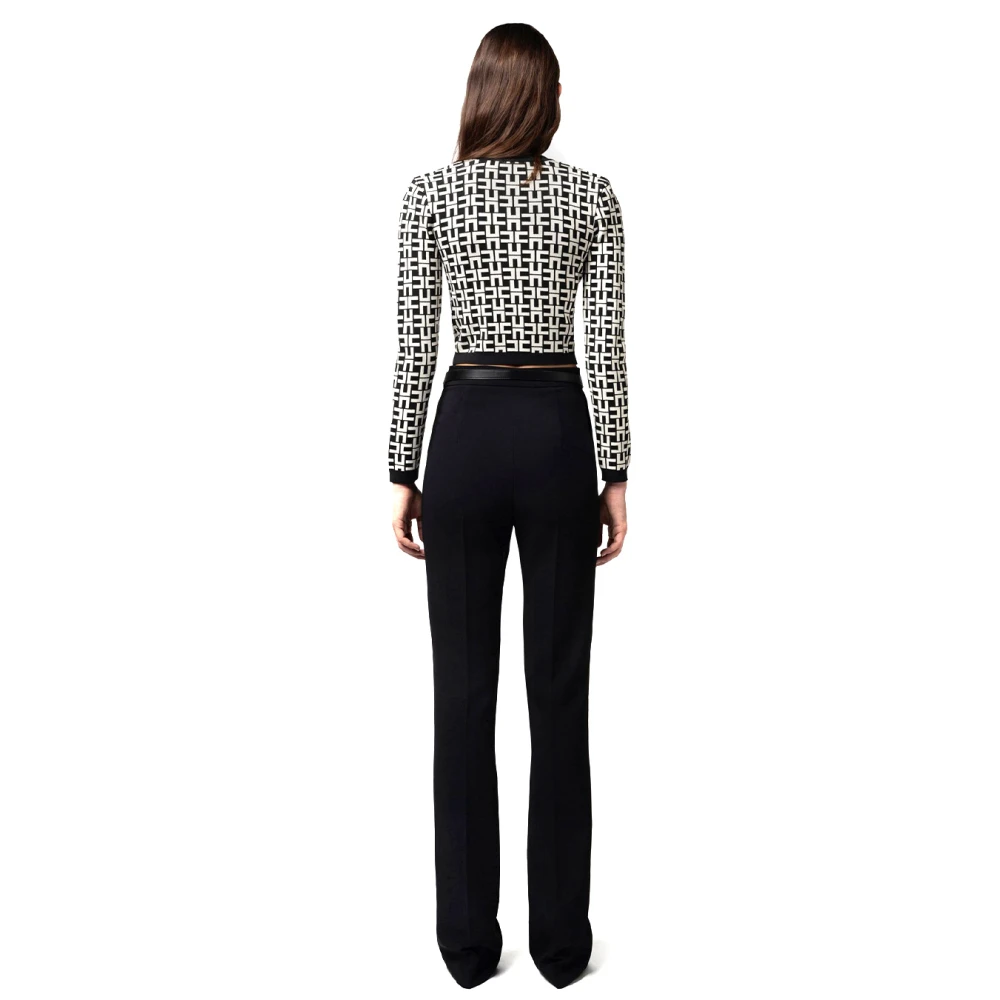 Elisabetta Franchi Wijde Zwarte Broek Black Dames