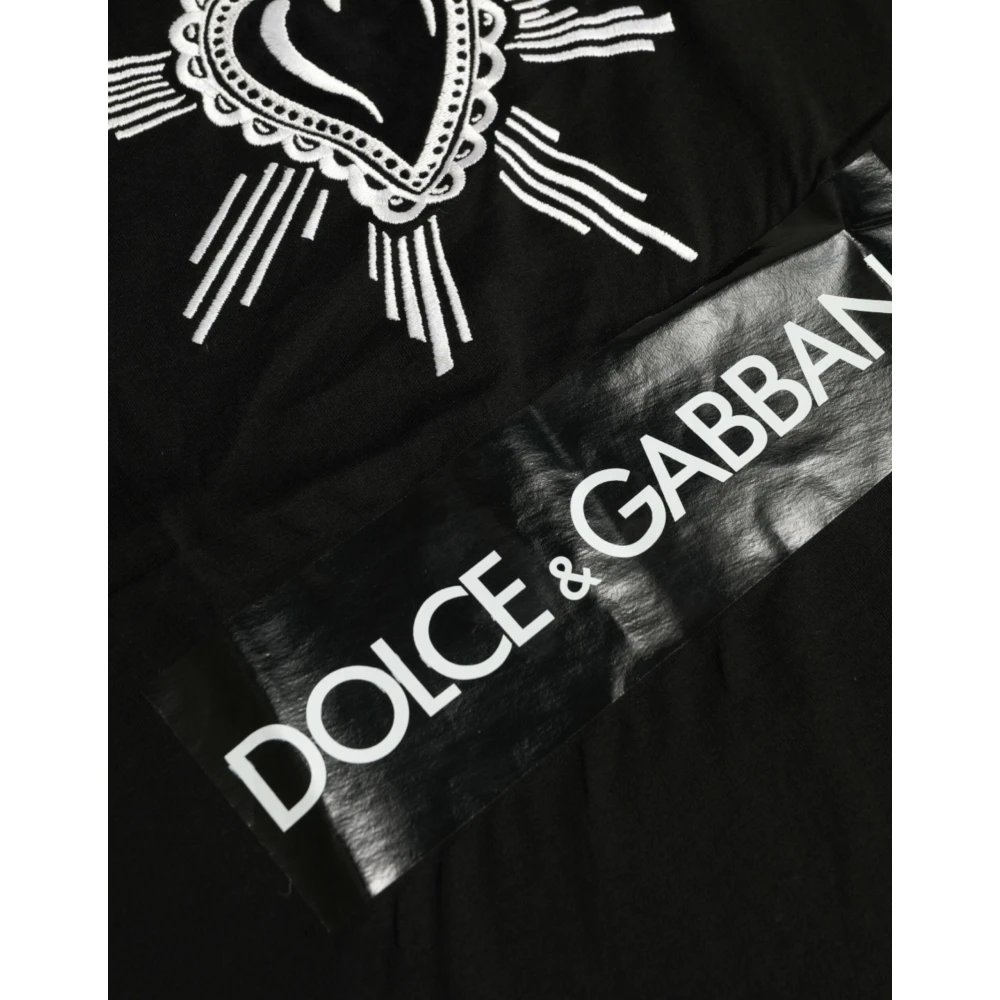 Dolce & Gabbana Zwart Sacred Heart Crew Neck T-shirt Black Heren