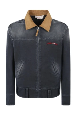 Contrast-collar Canvas Jacket