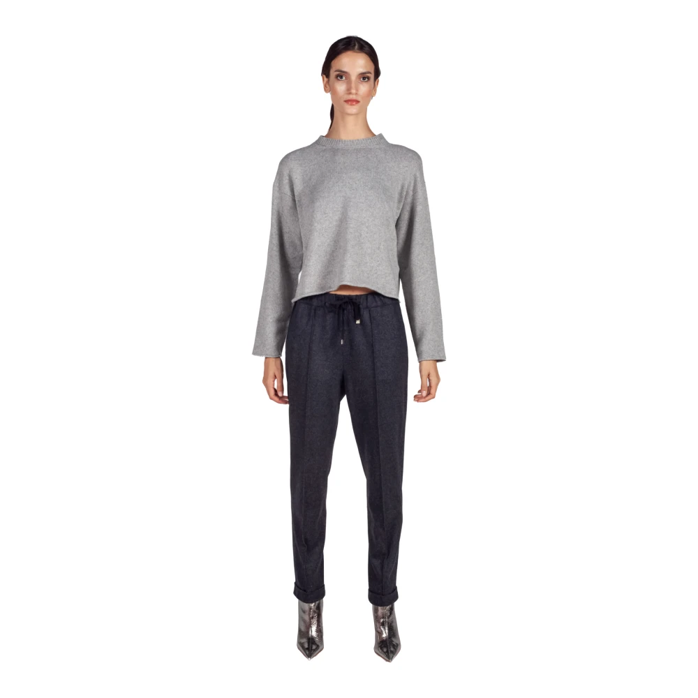 Liviana Conti Zwarte Trekkoord Taille Kasjmierbroek Black Dames