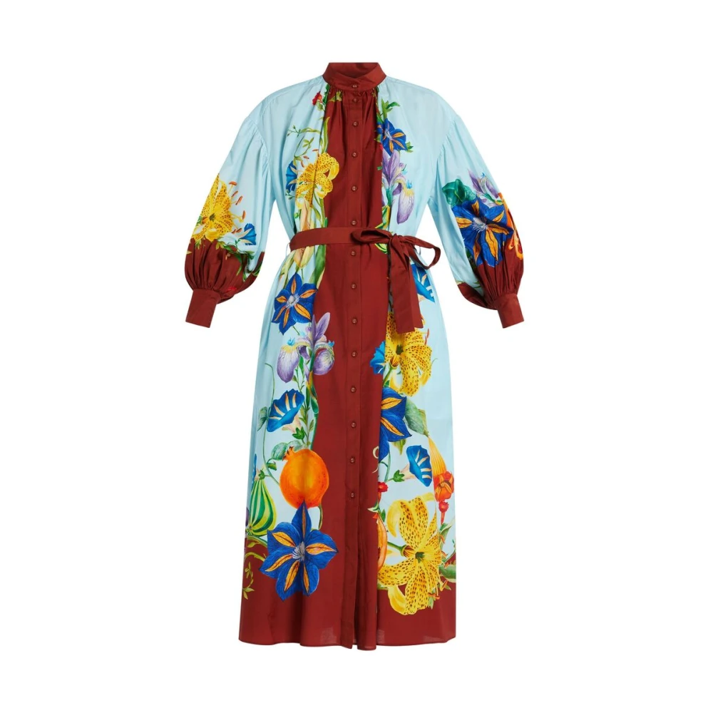 Alemais Blauwe Knoopsluiting Taille-Strik Jurk Multicolor Dames
