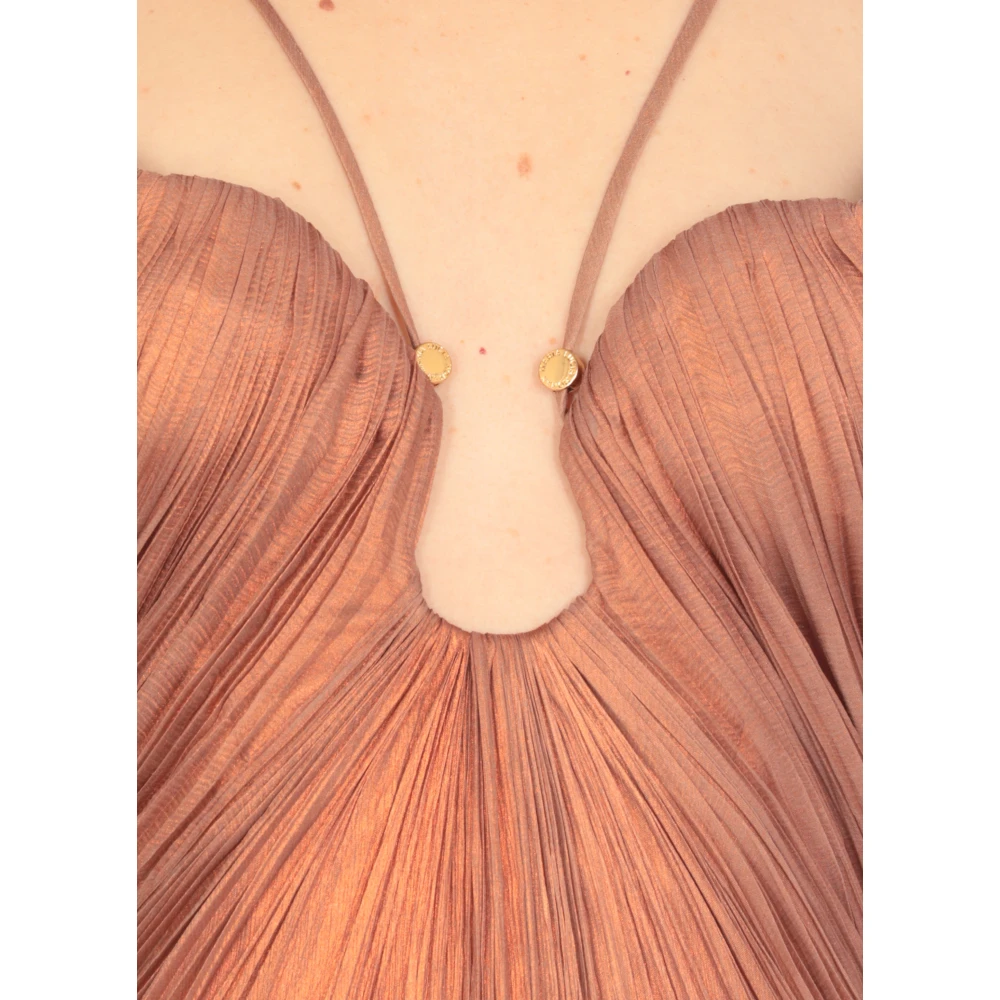 Maria Lucia Hohan Bronzen Zijden Jurk met Bandjes Brown Dames