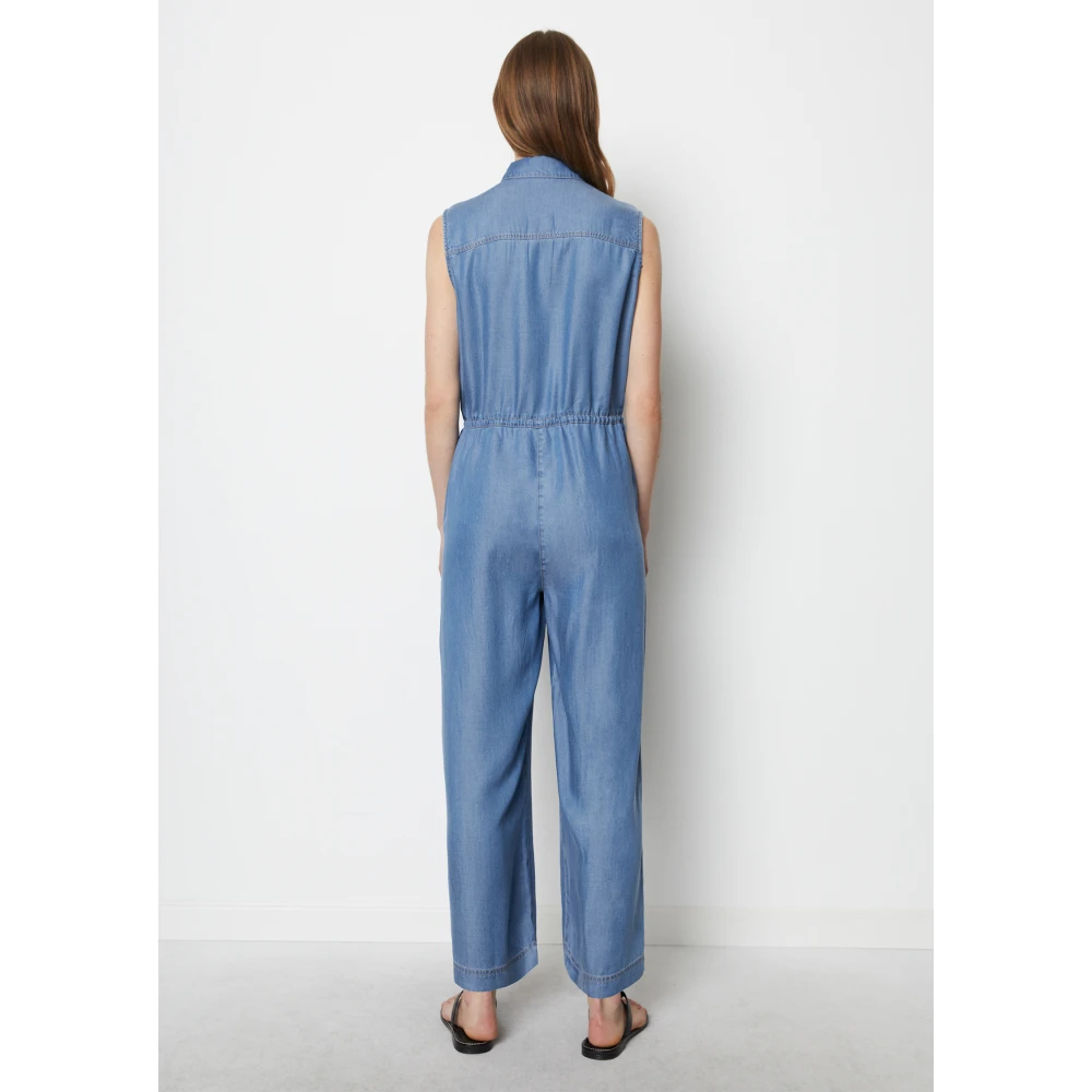 Marc O'Polo Mouwloze jumpsuit met rechte pijpen Blue Dames