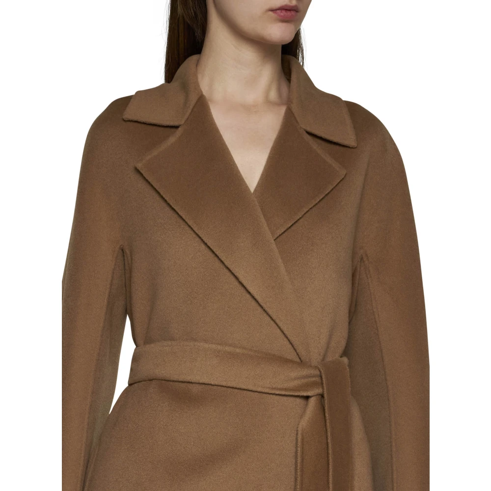 Max Mara Studio Rapido Kameel Kasjmier Wol Jas Brown Dames