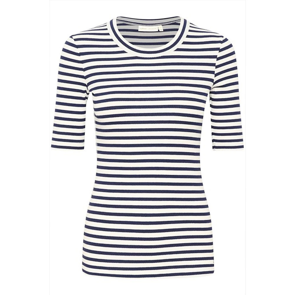 InWear Gestreepte T-Shirt Top Whisper White Midnight Magic Multicolor Dames