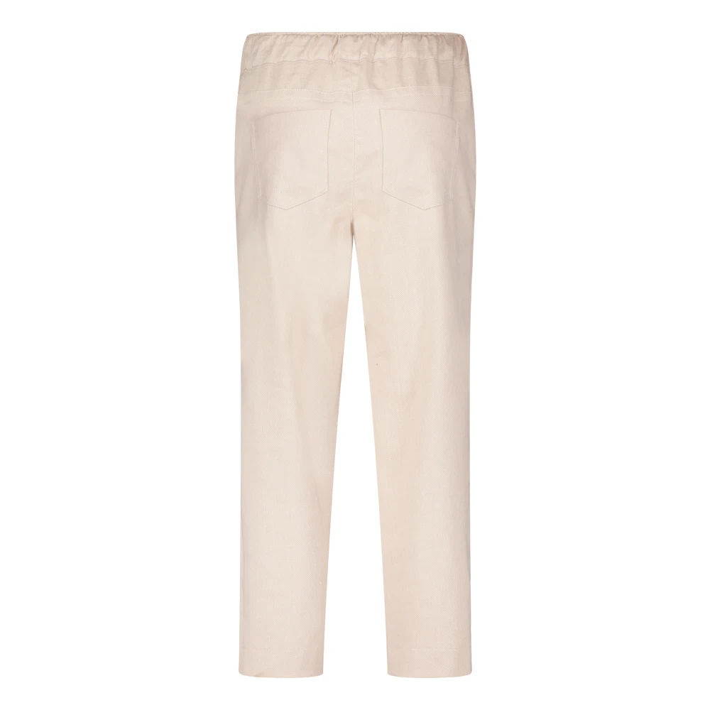 Betty & Co Comfortabele Casual Broek met Elastische Taille Beige Dames