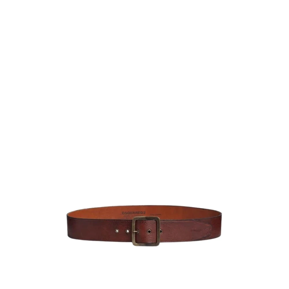 Dsquared2 Brede leren riem Brown Heren