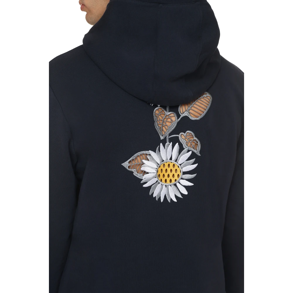 Thom Browne Geborduurde katoenen hoodie Blue Heren
