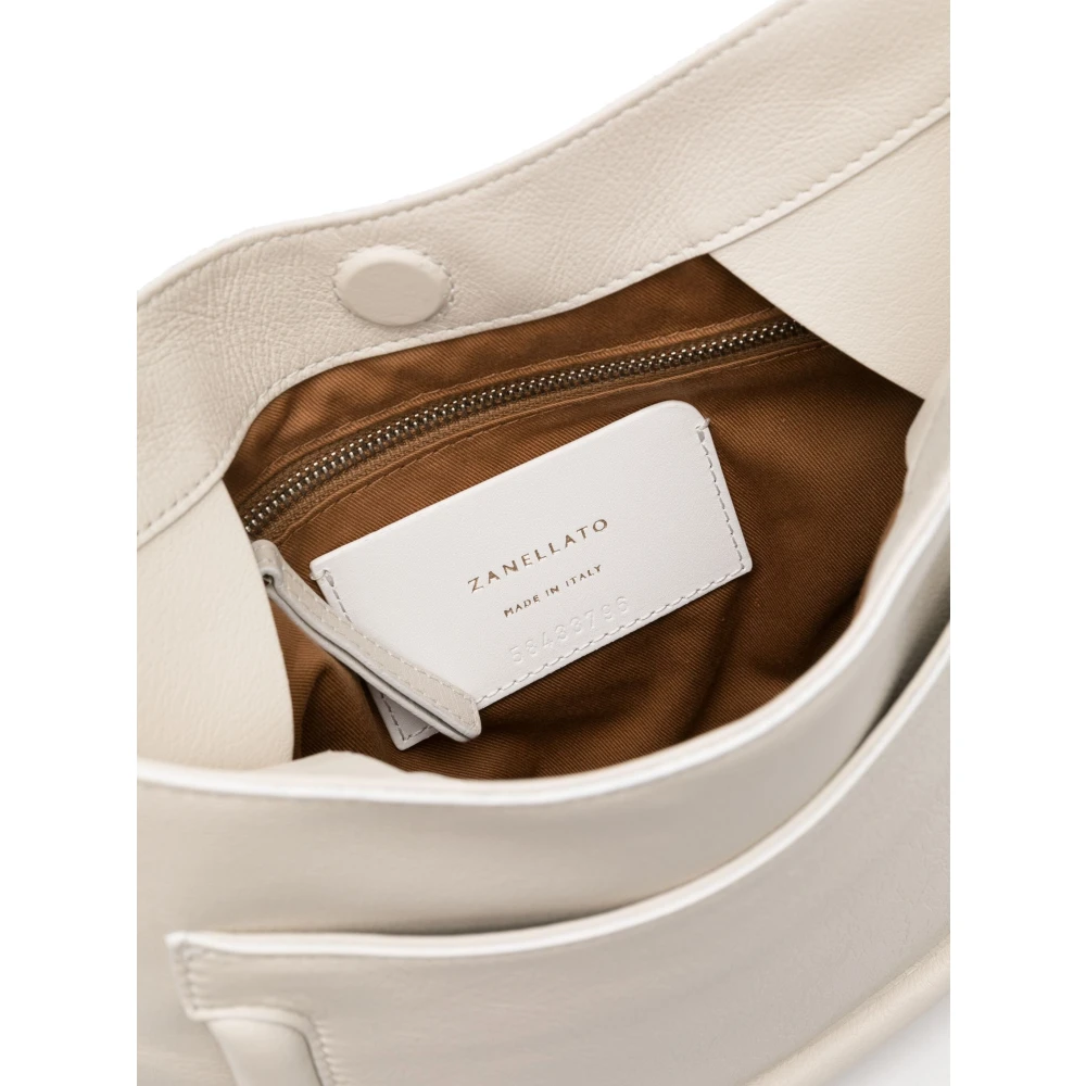 Zanellato Demi Piuma Knot Leren Schoudertas Beige Dames