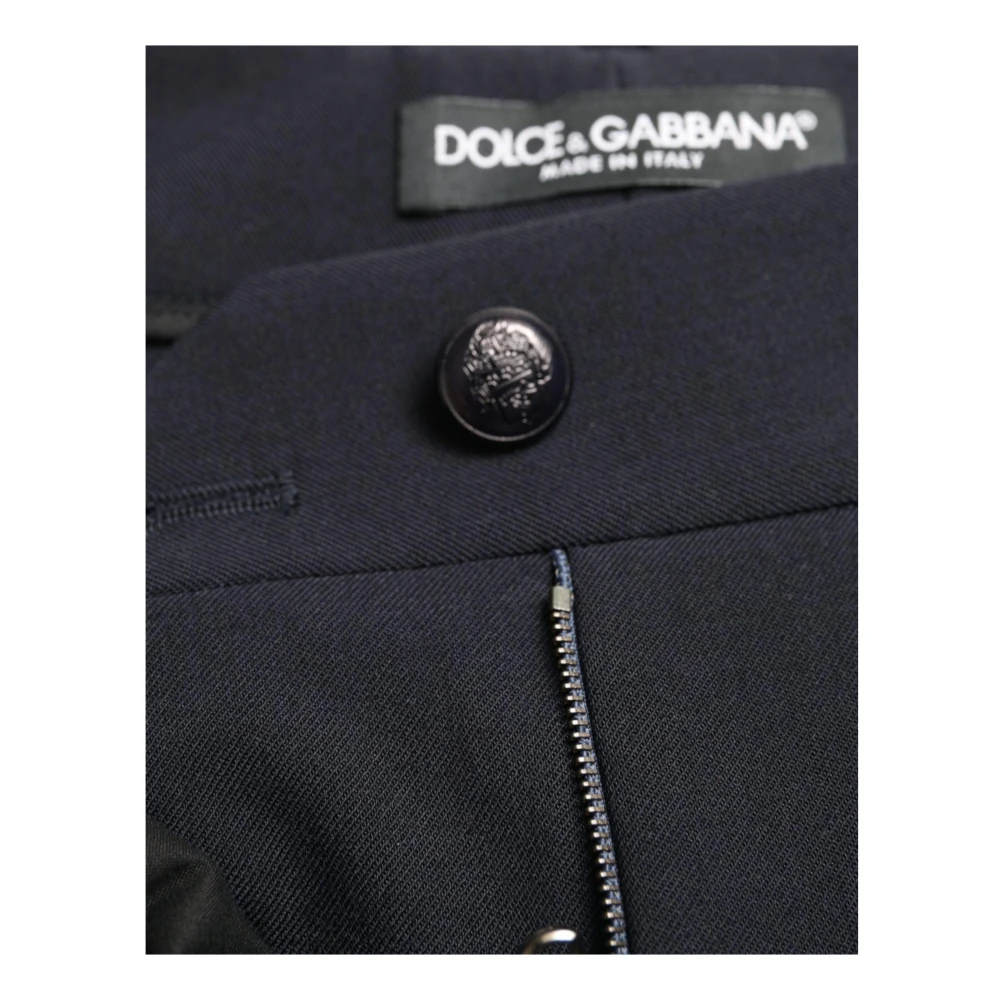 Dolce & Gabbana Blauwe Mid Waist Tapered Broek Blue Dames
