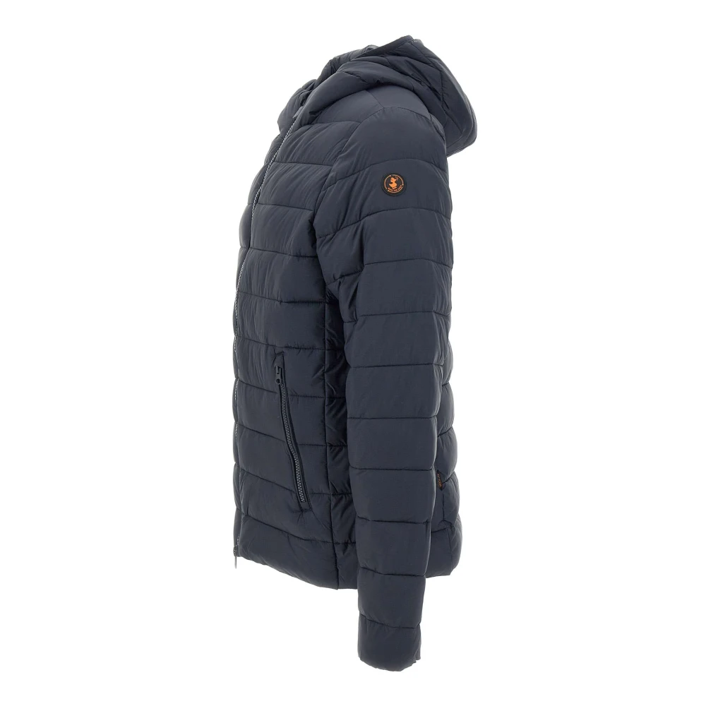 Save The Duck Blauw-zwarte donsjas met capuchon Blue Heren