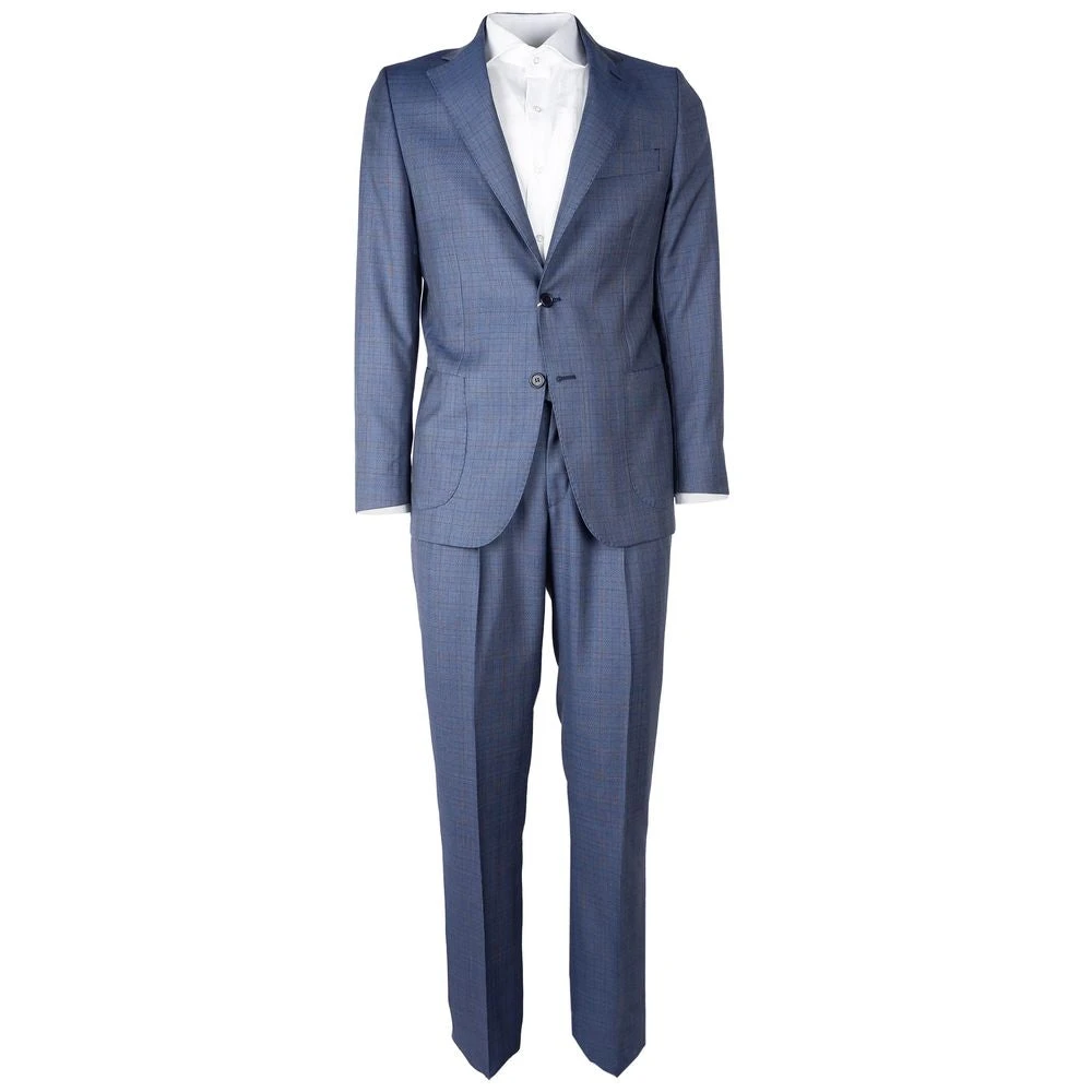 Made in Italia Blauw Wol Virgin Suit Drop 7 Blue Heren