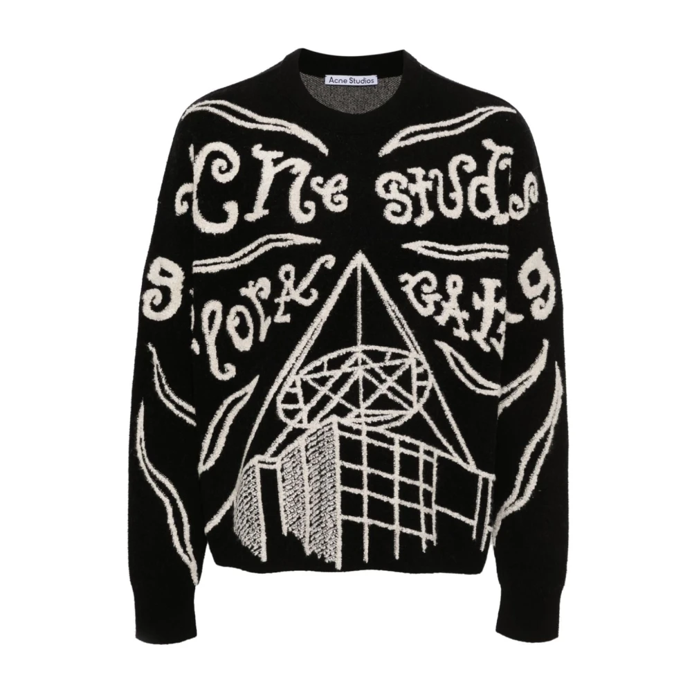 Acne Studios Zwarte Sweaters met 5.0cm Rand Black Dames