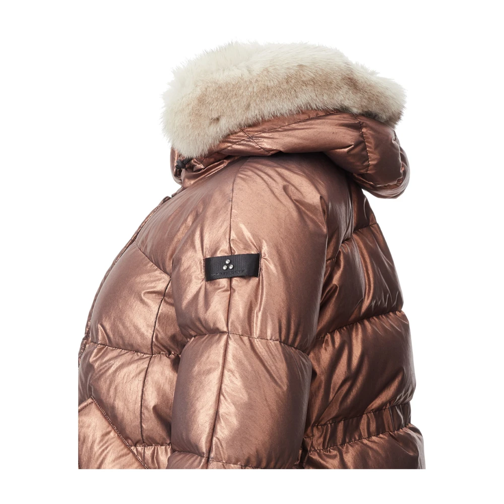Peuterey Bronzen Metalen Gewatteerde Jas 'Mils' Pink Dames