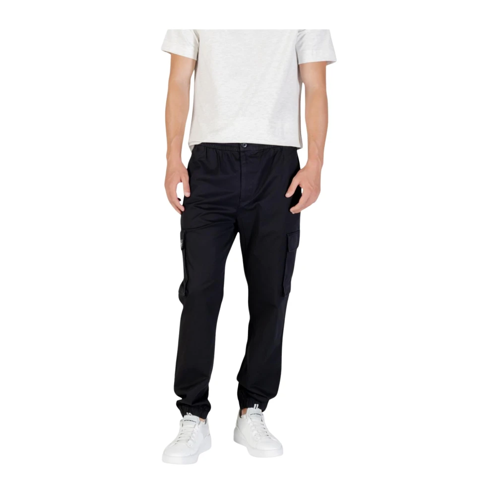 Calvin Klein Jeans Men's Black Sweatpants, L, Zip And Button Trousers With Side Pockets