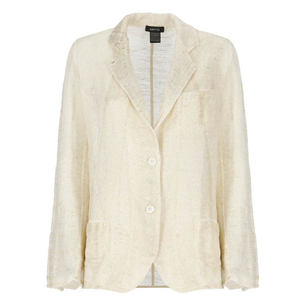 Avant Toi Gouden Linnen Blazer met Lurex Details Yellow Dames