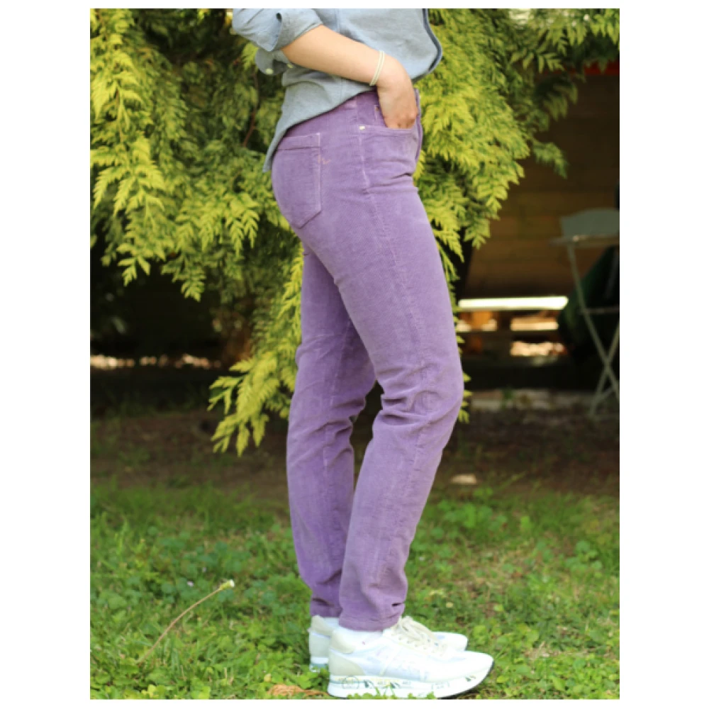 Islow Eryn Corduroy Slim 7 8 Broek Purple Dames