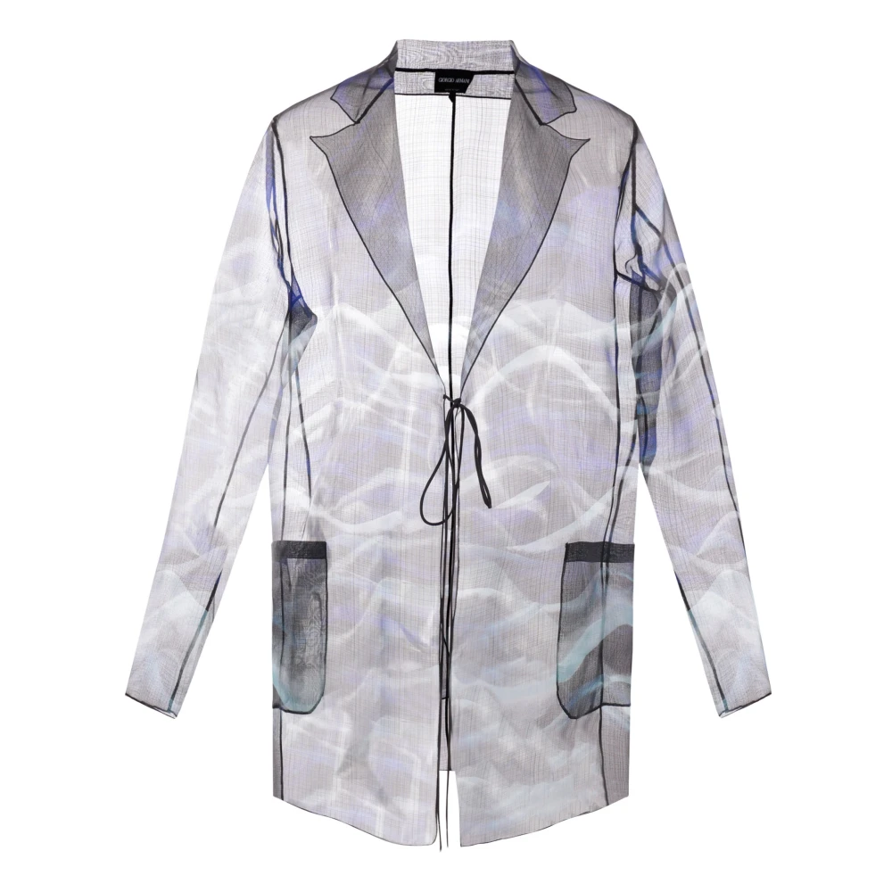 Giorgio Armani Grafische Print Zijden Organza Jas Multicolor Dames