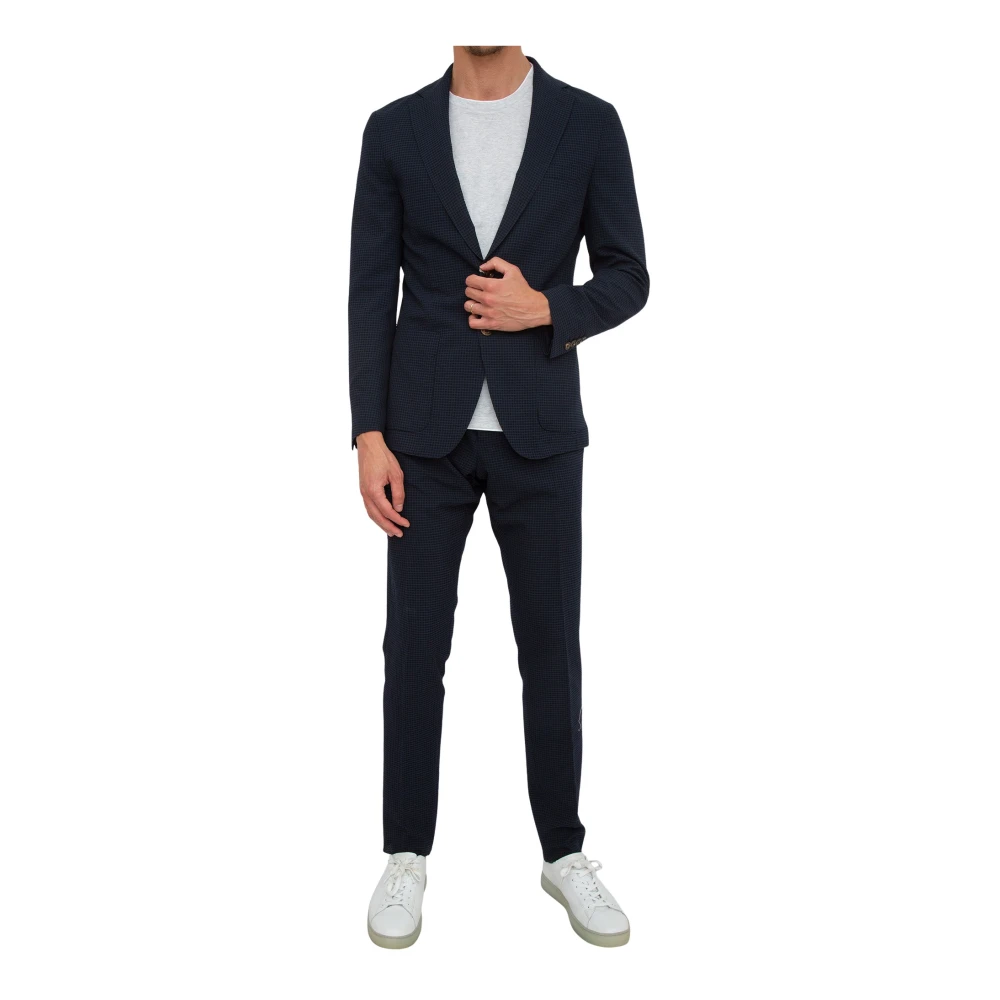 Eleventy Men's Blue Single Breasted Suits, 2XL, Single Breasted Suit Jogger Trousers
