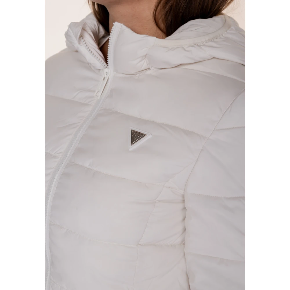Guess Lange Pufferjas Herfst Winter Collectie White Dames