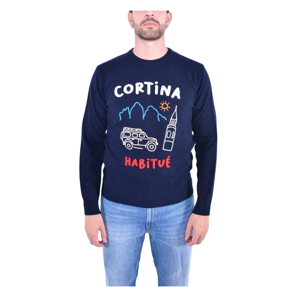 Mc2 Saint Barth Men's Blue Round-Neck Knitwear, L, Crew Neck Jumper