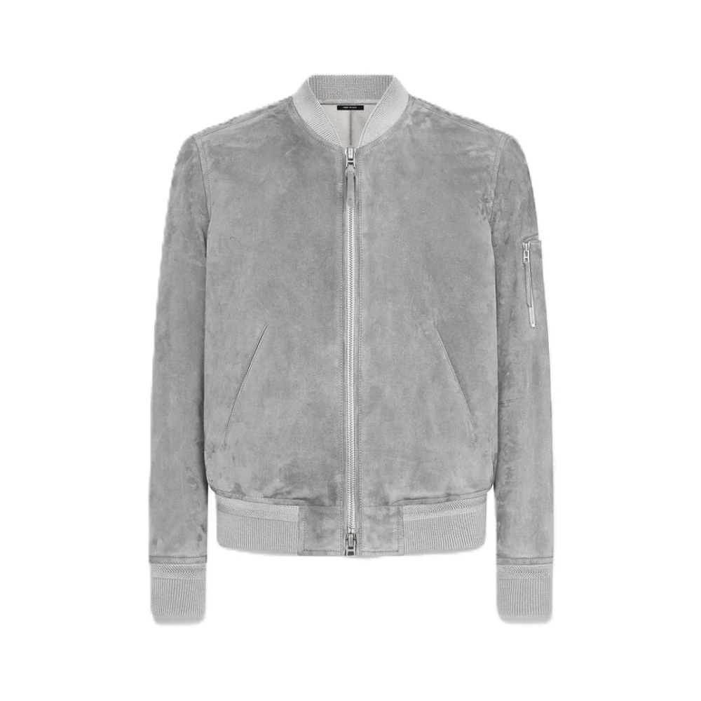 Tom Ford Suede Bomber Jacket - Male - Leather Jackets - Gray - 2XL - Jackets