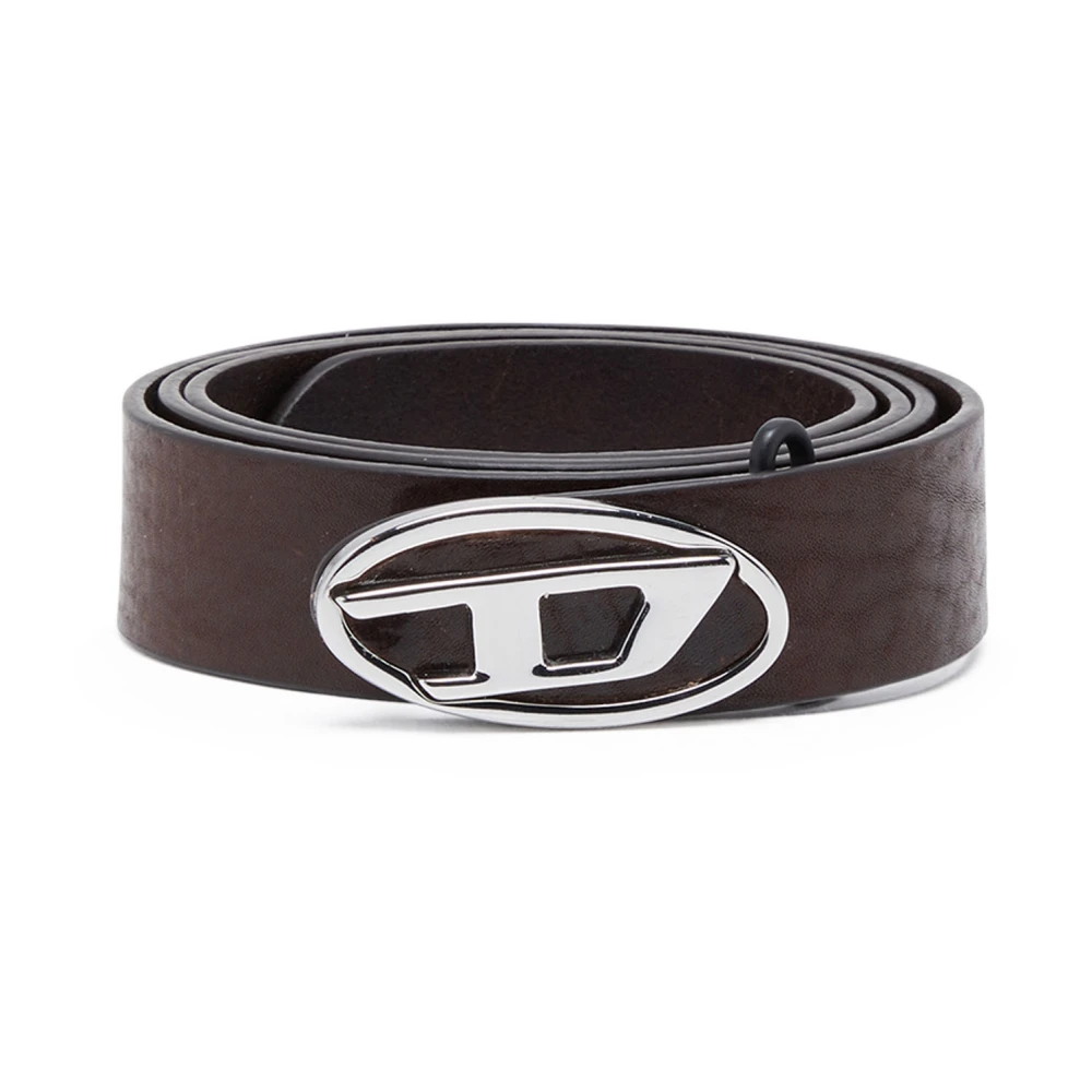 Diesel Reversible leather belt with Oval D logo Brown Heren