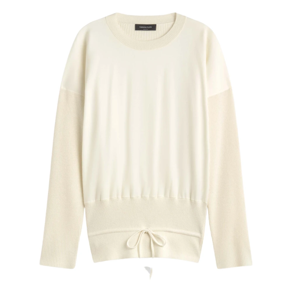 Fabiana Filippi Gestreepte Wollen Jersey Trui Beige Dames